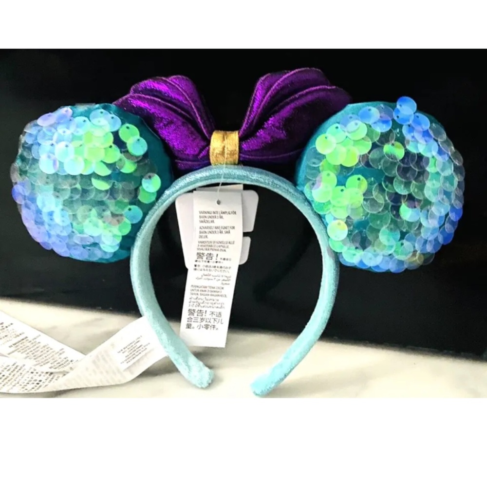 NWT Little Mermaid Ariel Dinglehopper Minnie Bow Ears Headband Disney Parks - Picture 3 of 4